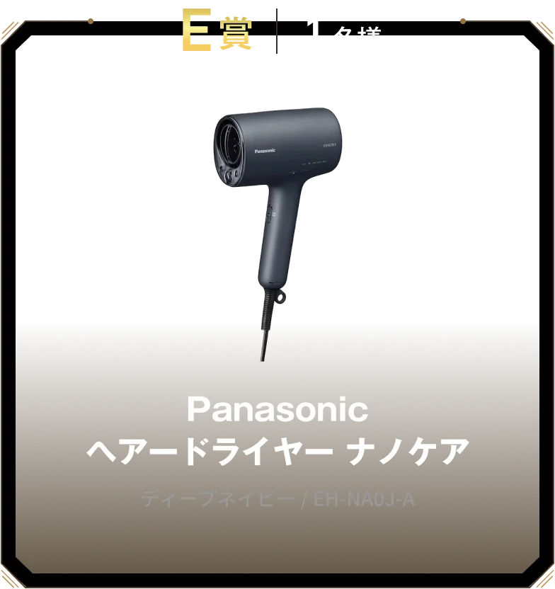 E賞 1名様 Panasonic ヘアードライヤー ナノケア